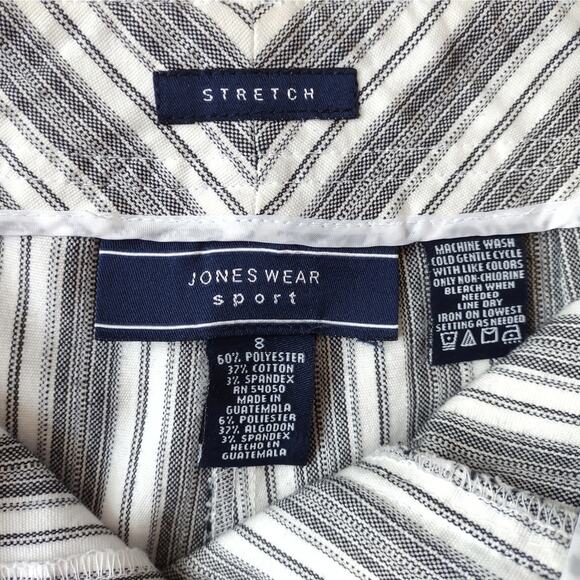 JONES WEAR SPORT Cropped Stretch Striped Pants Size 8 Academia Beach Career - Picture 11 of 12